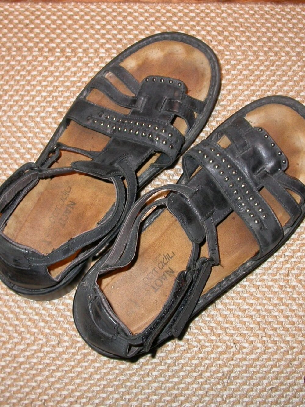 Black Leather Studded Sandals